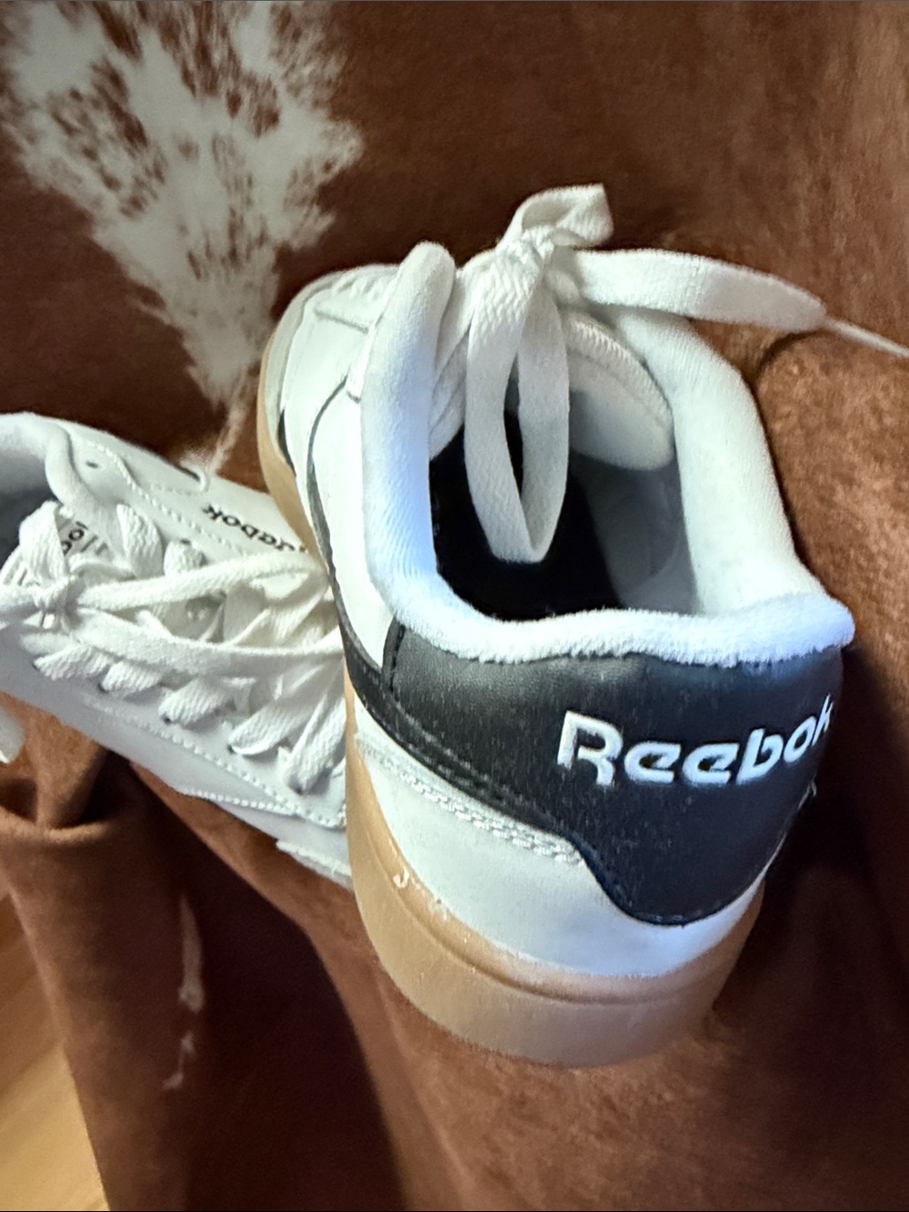Reebok Men's White & Black Classic Court Sneakers with Gum Sole - Picture 5 of 7